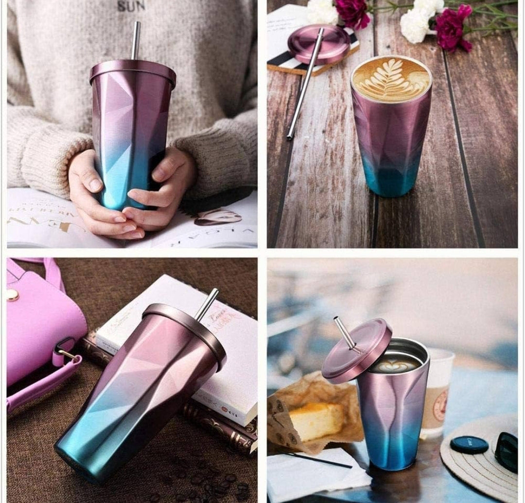 Stainless Steel Double Wall Tumbler in gradient pink